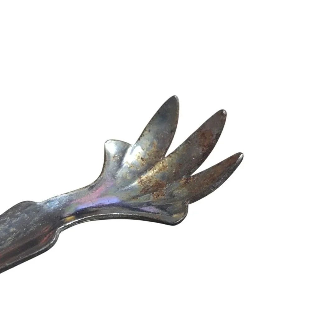 Vintage Hammered Silver Tone Claw Sugar Tongs Bird Foot Tea Serving Tool 6 Inch